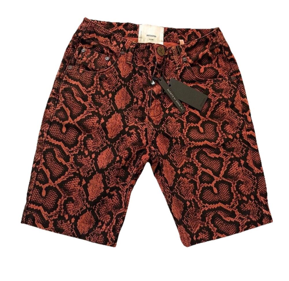 $222 Sz 26  One Teaspoon Free People Python Bermuda Trucker Shorts Women Jeans